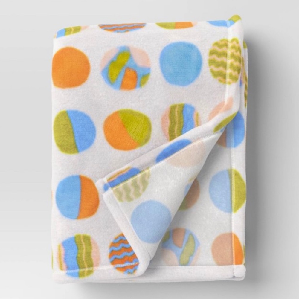 Easter Eggs Printed Plush Throw Blanket Multicolor Spring - Room Essentials